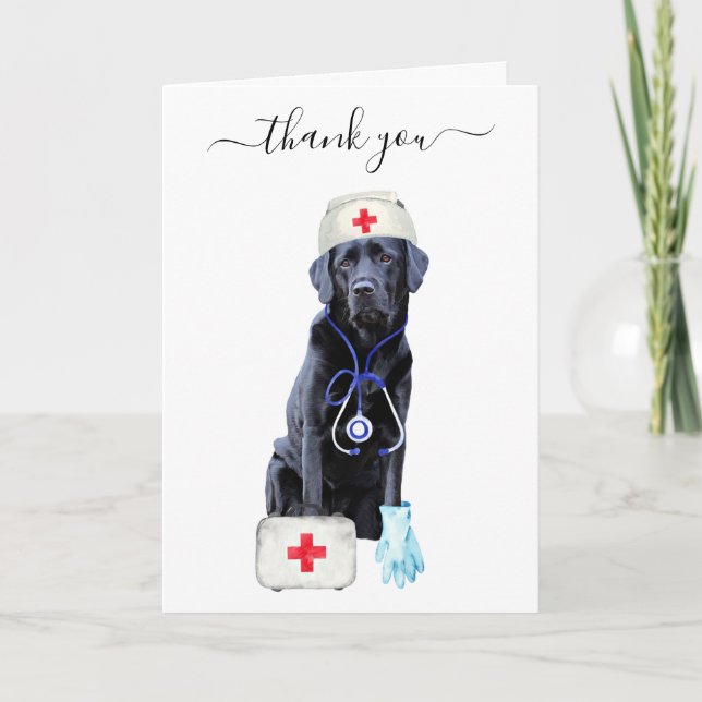 Cute Nursing Dog Medical Doctor Appreciation Nurse Thank You Card (Front)