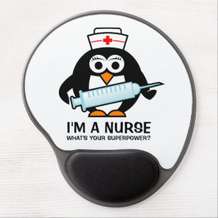 Cute nursing quote mousemap with funny penguin gel mouse mat