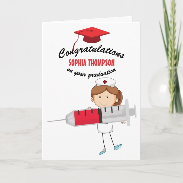 Cute Nursing School Graduation Congratulations Card (Front)