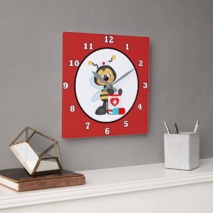 Cute Nursing station or home wall clock bee