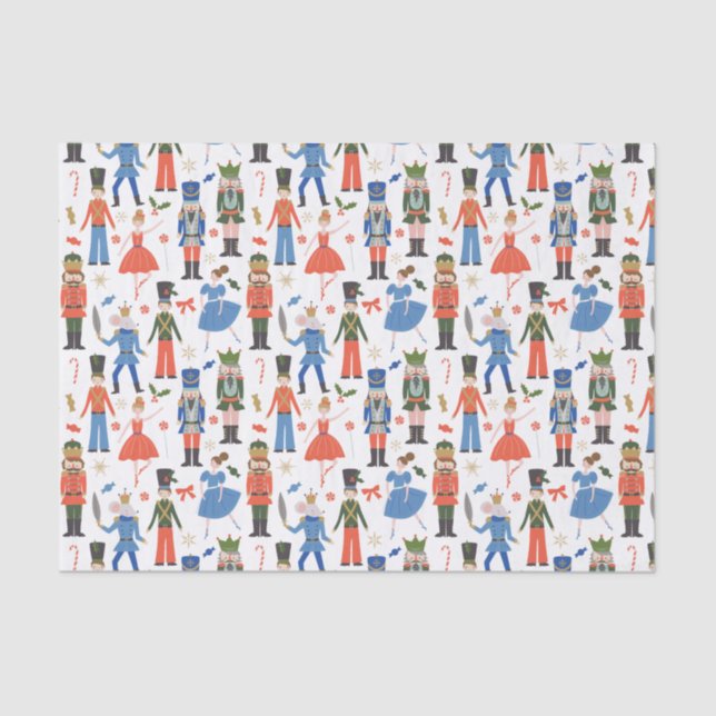 Cute Nutcracker Ballet Pattern Christmas Tissue Paper (Front)