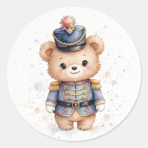 Cute Nutcracker Bear Christmas Classic Round Sticker