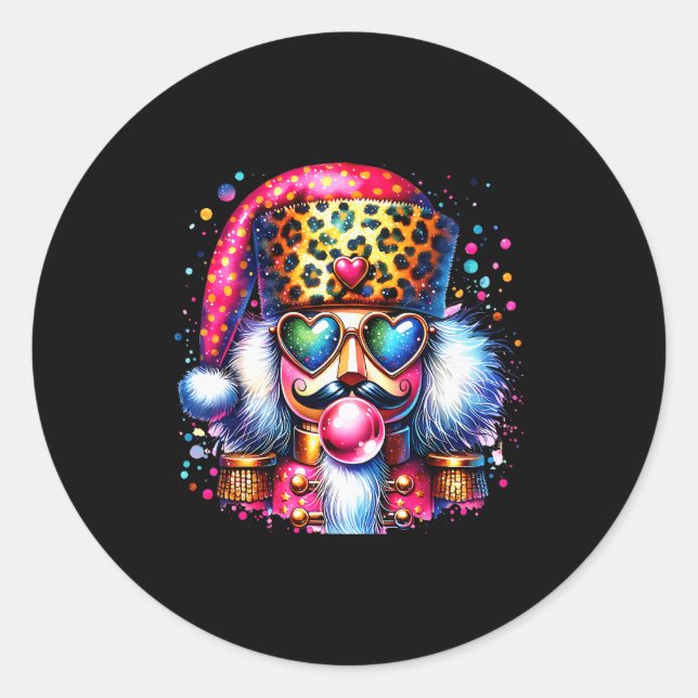 Cute Nutcracker Blowing Bubble Gum Nk Christmas Pa Classic Round Sticker (Front)