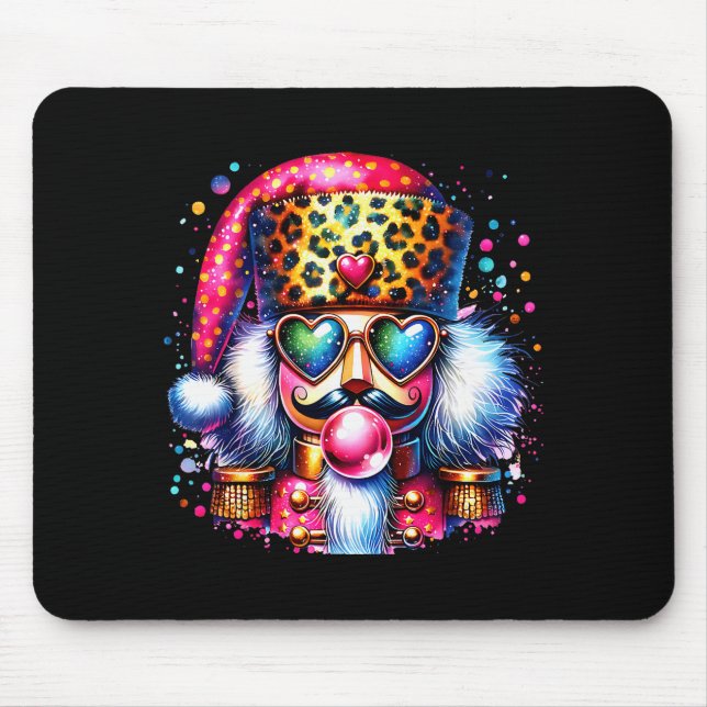 Cute Nutcracker Blowing Bubble Gum Nk Christmas Pa Mouse Mat (Front)