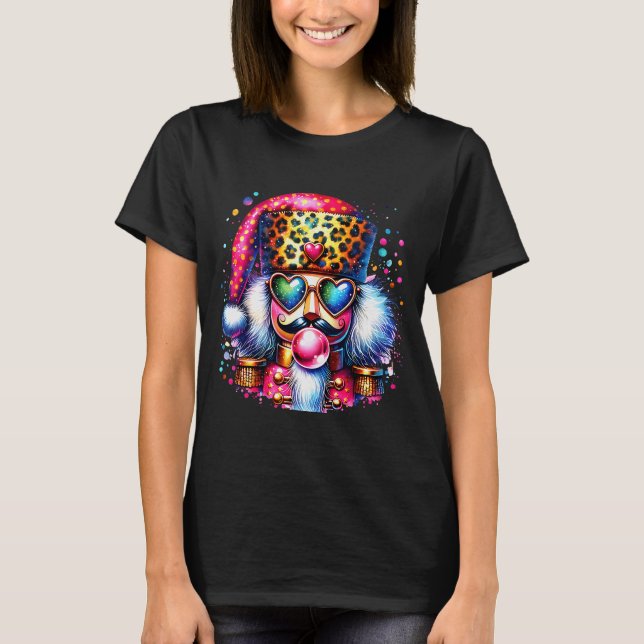 Cute Nutcracker Blowing Bubble Gum Nk Christmas Pa T-Shirt (Front)