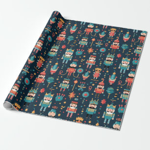 Cute Nutcracker Cartoon Christmas Wrapping Paper