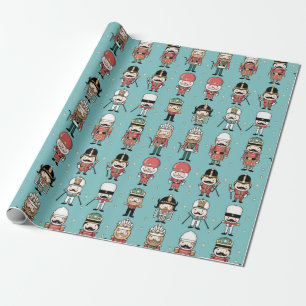 Cute Nutcracker Cartoon Christmas Wrapping Paper