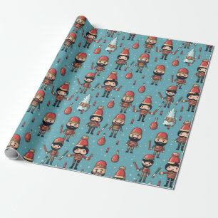 Cute Nutcracker Cartoon Christmas Wrapping Paper