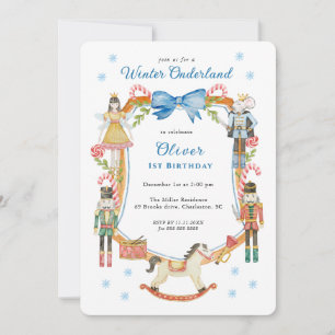 Cute Nutcracker Christmas Girl 1st Birthday  Invitation
