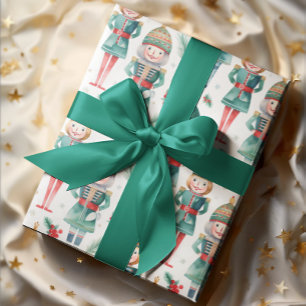 Cute Nutcracker & Christmas Greenery Wrapping Paper