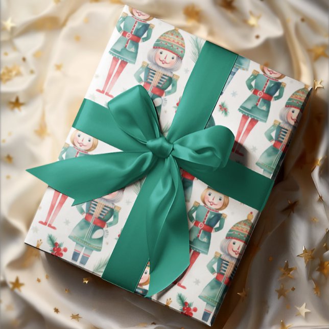 Cute Nutcracker & Christmas Greenery Wrapping Paper (Creator Uploaded)