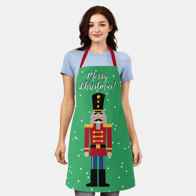 Cute nutcracker Christmas party kitchen apron (Worn)