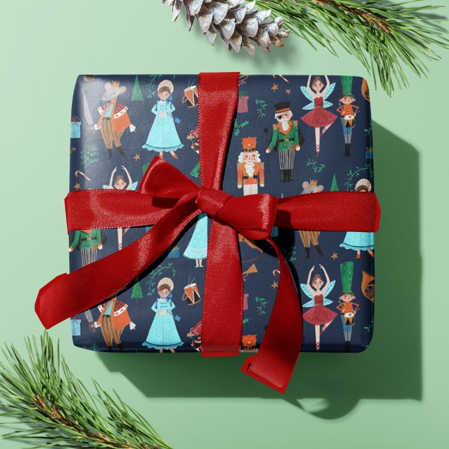 Cute Nutcracker Dark Blue Christmas Holiday Wrapping Paper (Cute Nutcracker Dark Blue Christmas Holiday Wrapping Paper)
