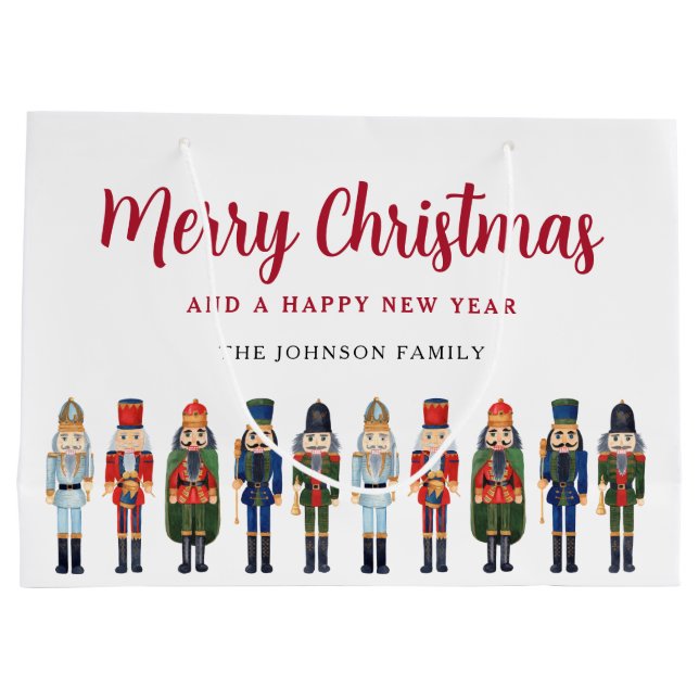 Cute Nutcracker Merry Christmas Large Gift Bag (Back)