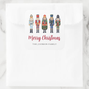 Cute Nutcracker Merry Christmas Square Sticker