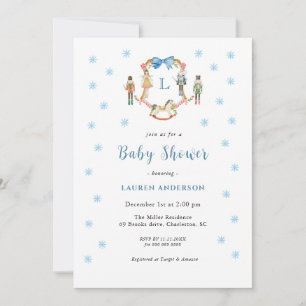 Cute Nutcracker Monogram crest Boy Baby shower Invitation