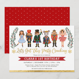 Cute Nutcracker Party Winter Christmas Birthday Invitation