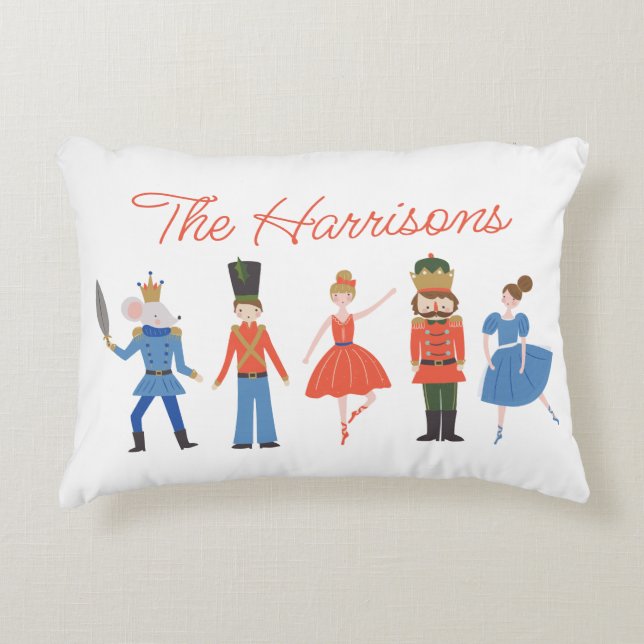Cute Nutcracker Personalised Christmas Decorative Cushion (Front)