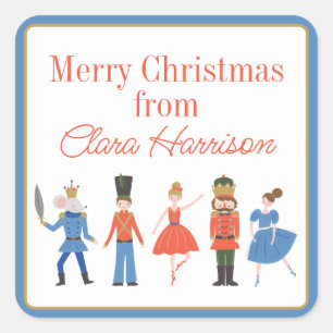 Cute Nutcracker Personalized Christmas Square Sticker