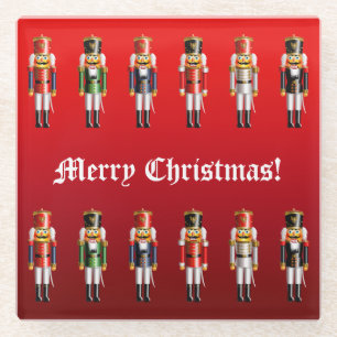 Cute Nutcracker Toy Soldiers Army Glass Coaster