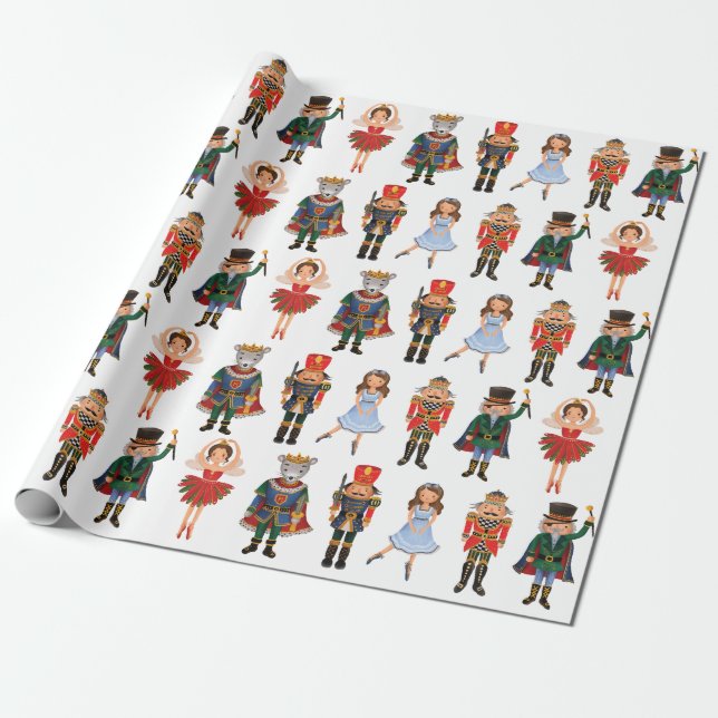 Cute Nutcracker Winter Holiday Christmas Party Wrapping Paper (Unrolled)