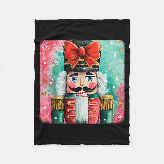 Cute Nutcracker Xmas Bows Christmas Pjs Girl Women Fleece Blanket (Front)