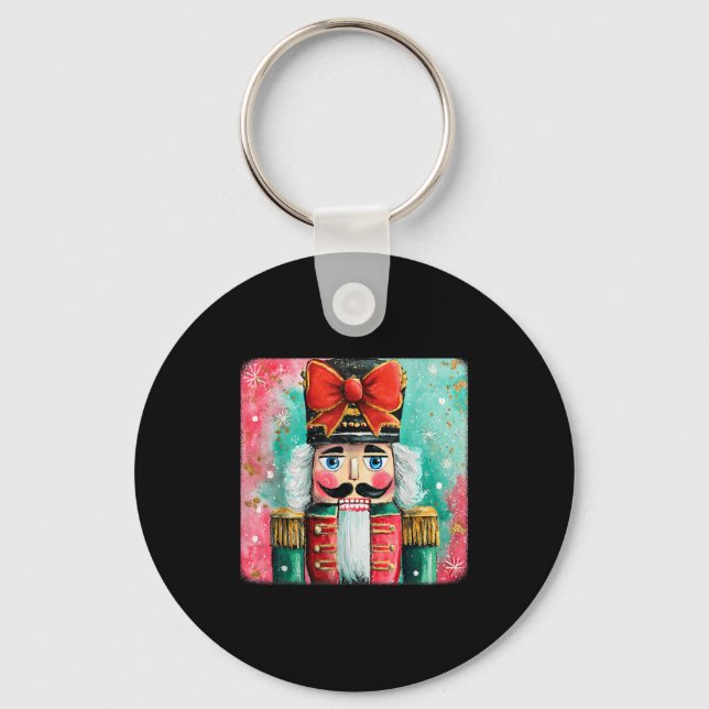 Cute Nutcracker Xmas Bows Christmas Pjs Girl Women Key Ring (Front)