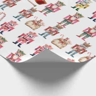 Cute Nutcrackers Drums Candy Canes  Wrapping Paper