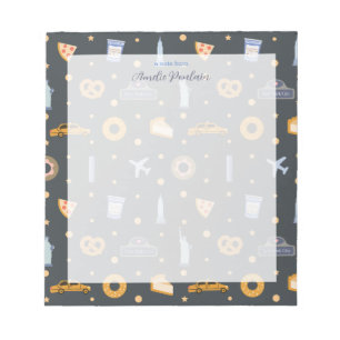 Cute NYC pattern Dark grey custom Name  Notepad