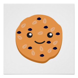 Cute Oatmeal Raisin Cookie Poster