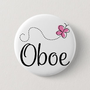 Cute Oboe Pink Butterfly 6 Cm Round Badge