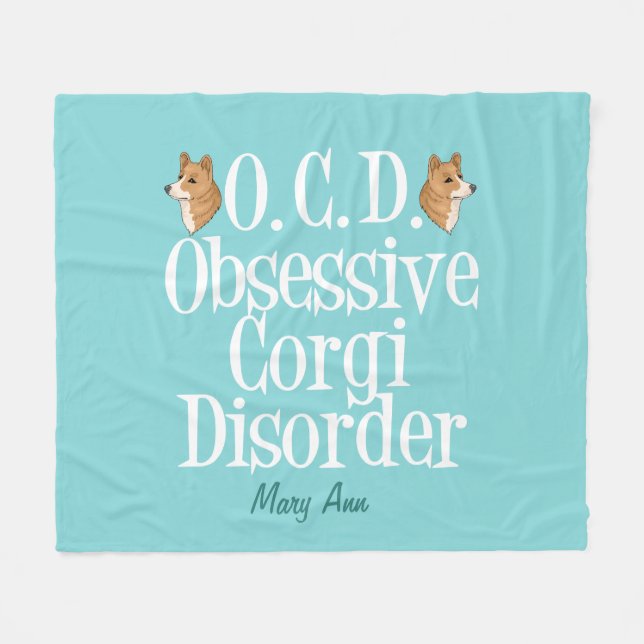 Cute Obsessive Corgi Disorder Fleece Blanket (Front (Horizontal))