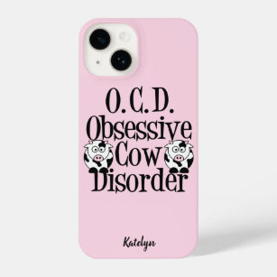 Cute Obsessive Cow Disorder Pink Personalised iPhone 14 Case