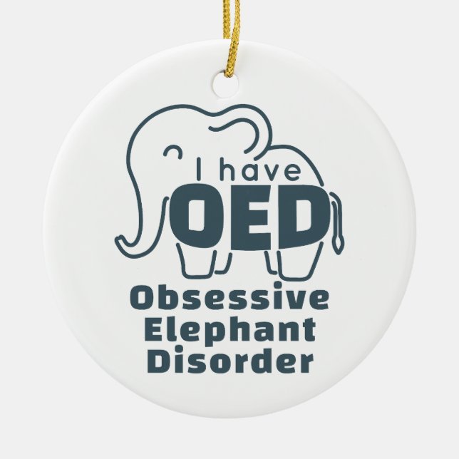 Cute Obsessive Elephant Disorder  Ceramic Tree Decoration (Front)