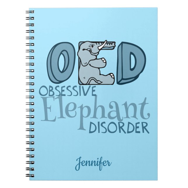 Cute Obsessive Elephant Disorder Custom Notebook (Front)