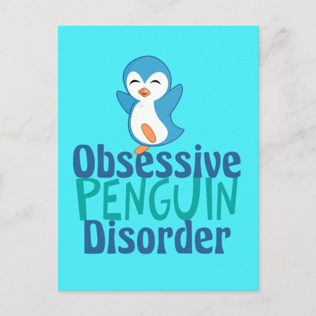 Cute Obsessive Penguin Disorder Postcard (Front)