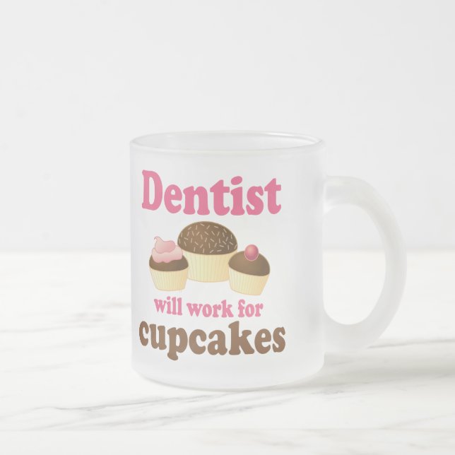 Cute Occupation Chocolate Cupcakes Dentist Frosted Glass Coffee Mug (Right)