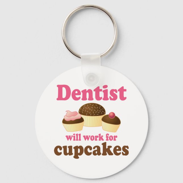 Cute Occupation Chocolate Cupcakes Dentist Key Ring (Front)