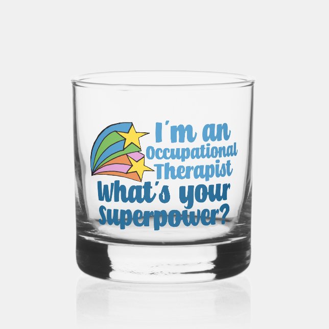 Cute Occupational Therapist Superhero Whiskey Glass (Front)