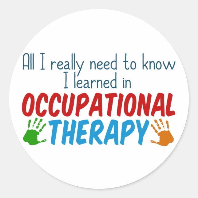 Cute Occupational Therapy Handprints Classic Round Sticker (Front)