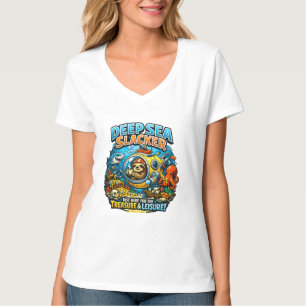 Cute Ocean Adventure Humor, Funny Sloth Diving art T-Shirt