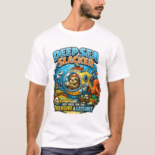 Cute Ocean Adventure Humor, Funny Sloth Diving art T-Shirt