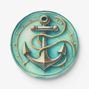 Cute Ocean Anchor Personalised Paper Plates