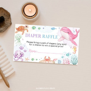 Cute Ocean Animals Baby Shower Diaper Raffle Enclosure Card