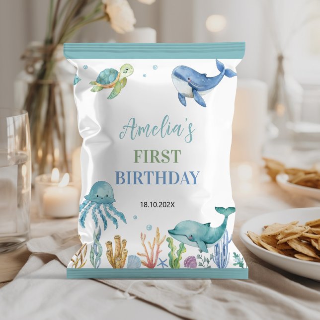 Cute Ocean Animals Birthday Chip Bag Wrapper (Creator Uploaded)