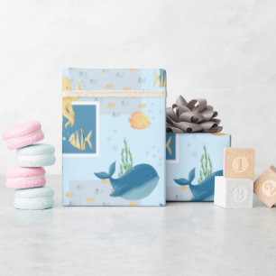 Cute Ocean Animals Blue Baby Underwater Wrapping Paper