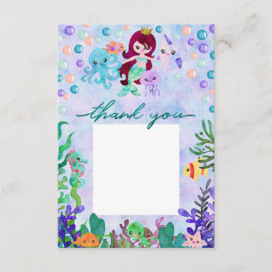 Cute Ocean Animals Mermaid Theme Thank You Card