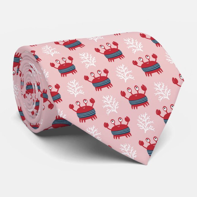 Cute Ocean Creatures Sea Life Neck Tie (Rolled)