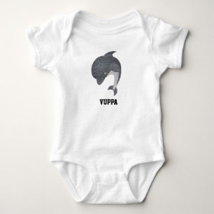 Cute Ocean Dolphin Nautical Coastal Baby Bodysuit