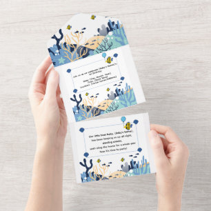 Cute Ocean First Birthday Celebration Invitation
